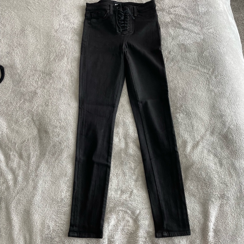 Hudson Lace Up Black Skinny Jeans